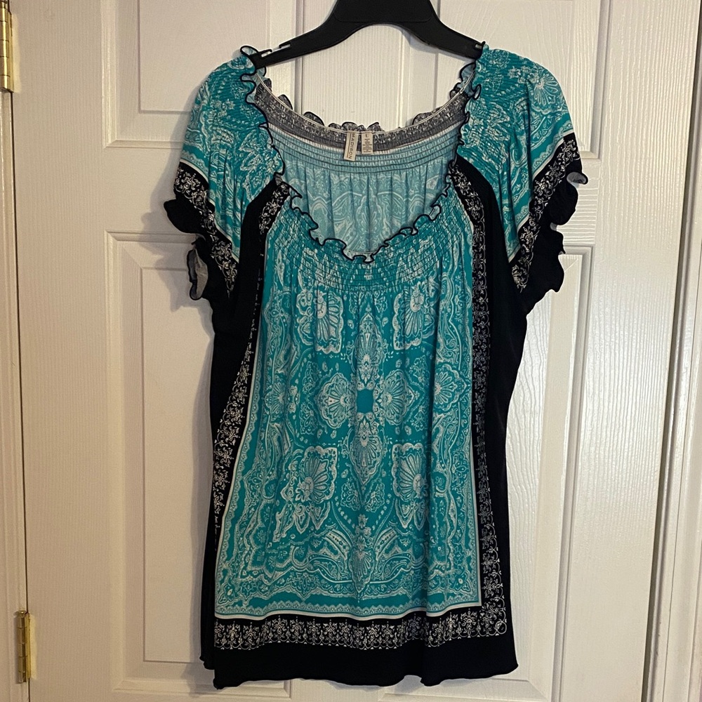 Women's Green Paisley Top by Madison Size L